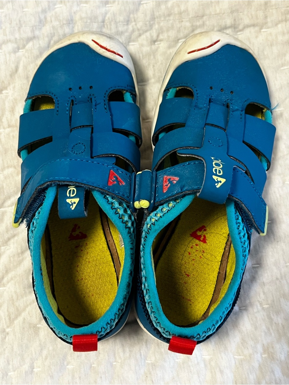 PLAE Sam 2.0 Blue Kids Closed-Toe Sport Sandals with Yellow Insole